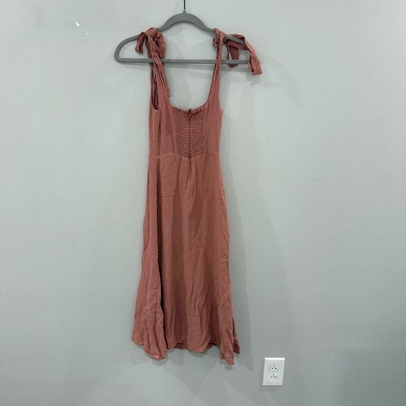 Reformation Dress Twilight Midi Sleeve Tie in Praline Pink - Picture 8 of 9